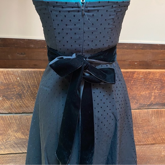 Rampage Gothic Strapless Sundress w/ Velvet Ribbon Belt & Polka Dots Vintage Y2K - Picture 7 of 11